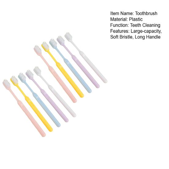 10Pcs Toothbrush Ergonomic Handle Anti-Slip Large Thick Grip Thin 0.01mm Bristles Deep Clean Sensitive Gums Toothbrush