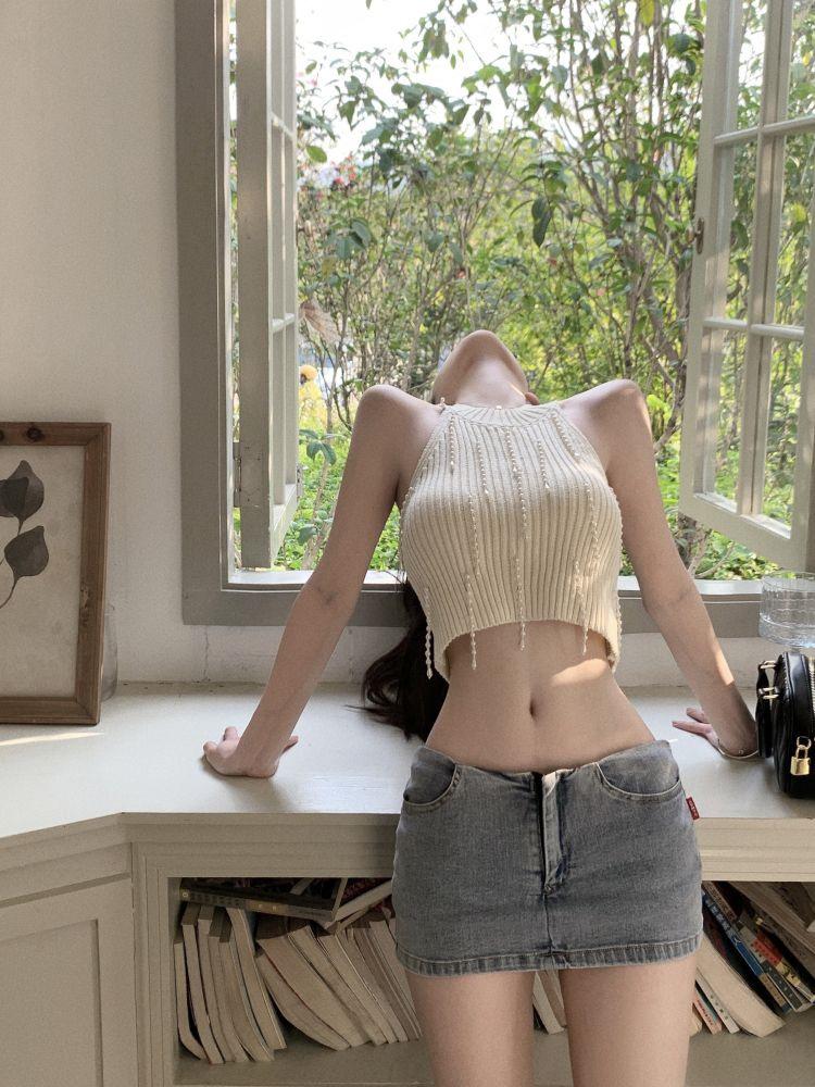 Women's Halter Knit Spicy Girl Tank Top: Summer Innerwear & Outerwear