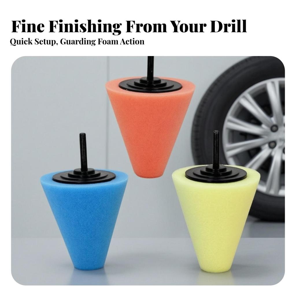 3 Pieces Cone-Shaped Polishing Wheel Soft Cone Sponge Ball Versatile