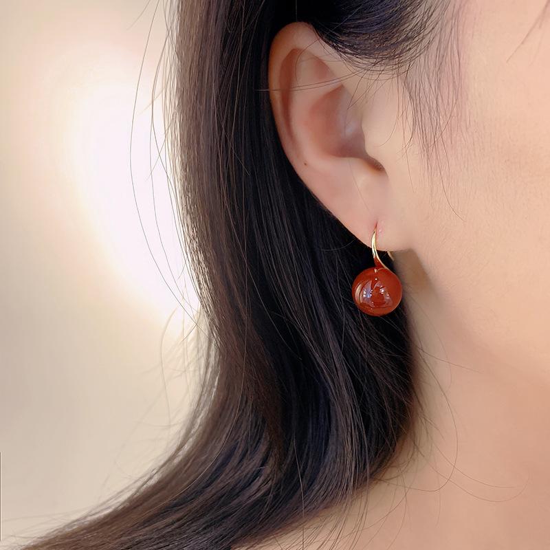 Red Agate Earrings for Women, Elegant Hook Design Retro Bohemian Earrings, Fashionable New Arrival Birthday Gift for Her