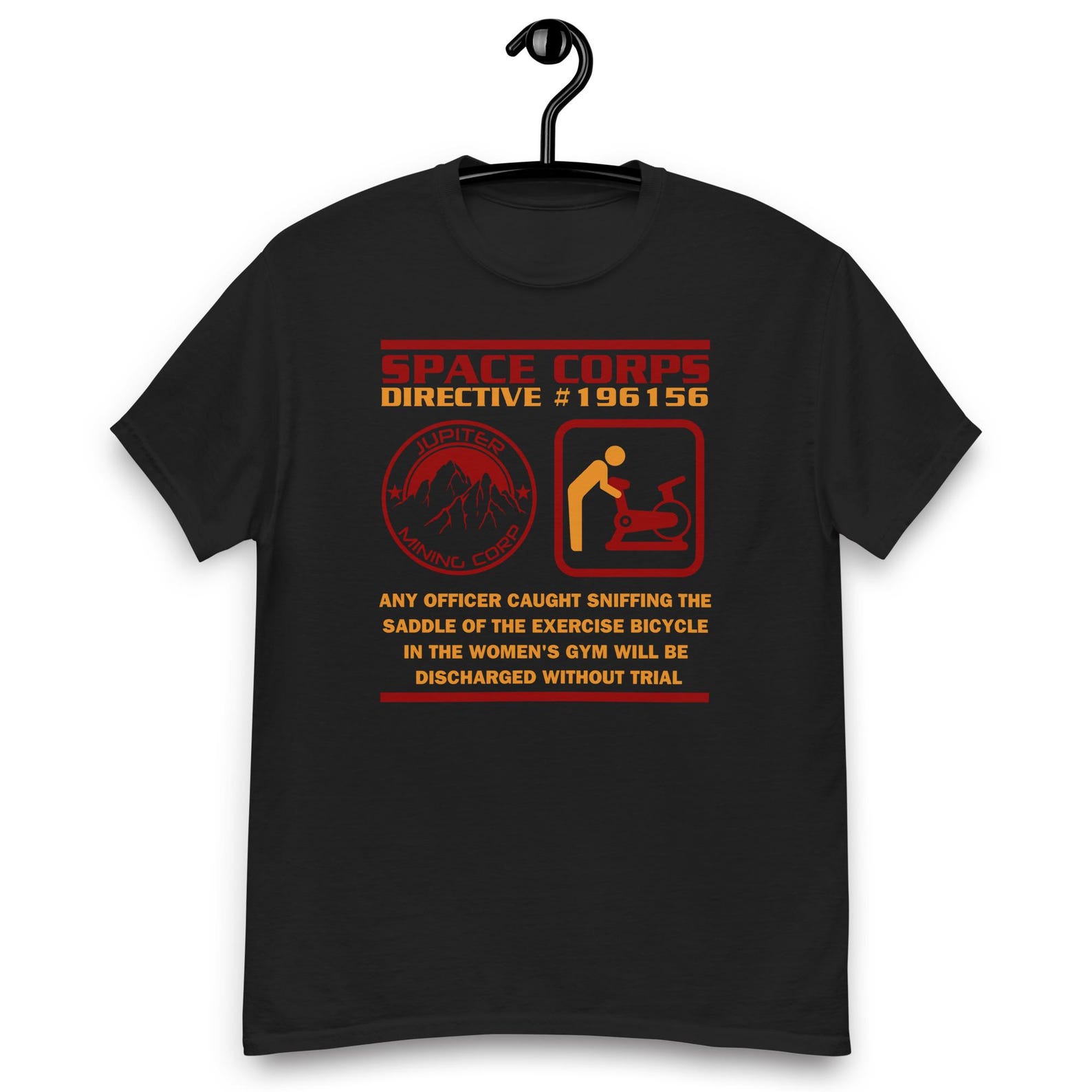 Red Dwarf TV Series - JMC - Jupiter Mining Corp Space Corps Directive #196156 Sniffing the Saddle T-shirt S