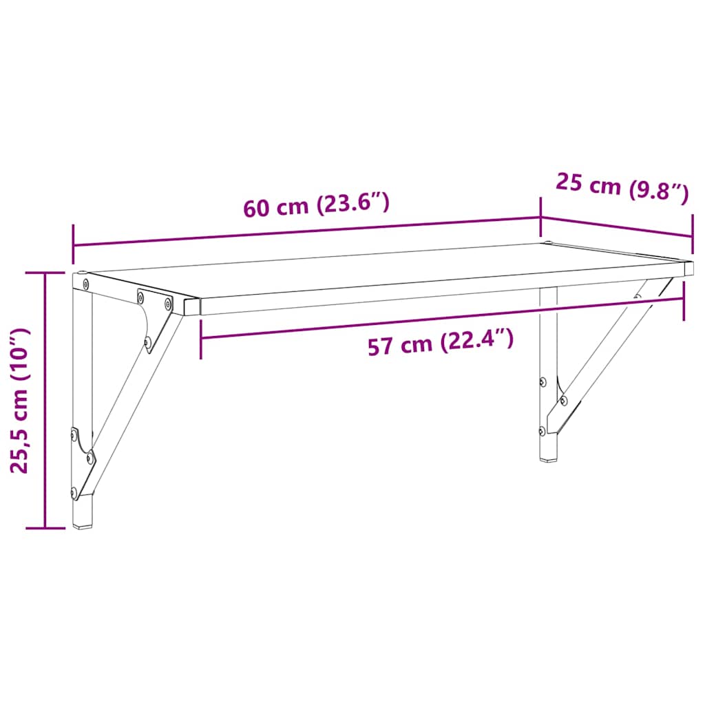 Wall Shelves 2 pcs Black Oak Effect 60 x 25 x 25.5 cm