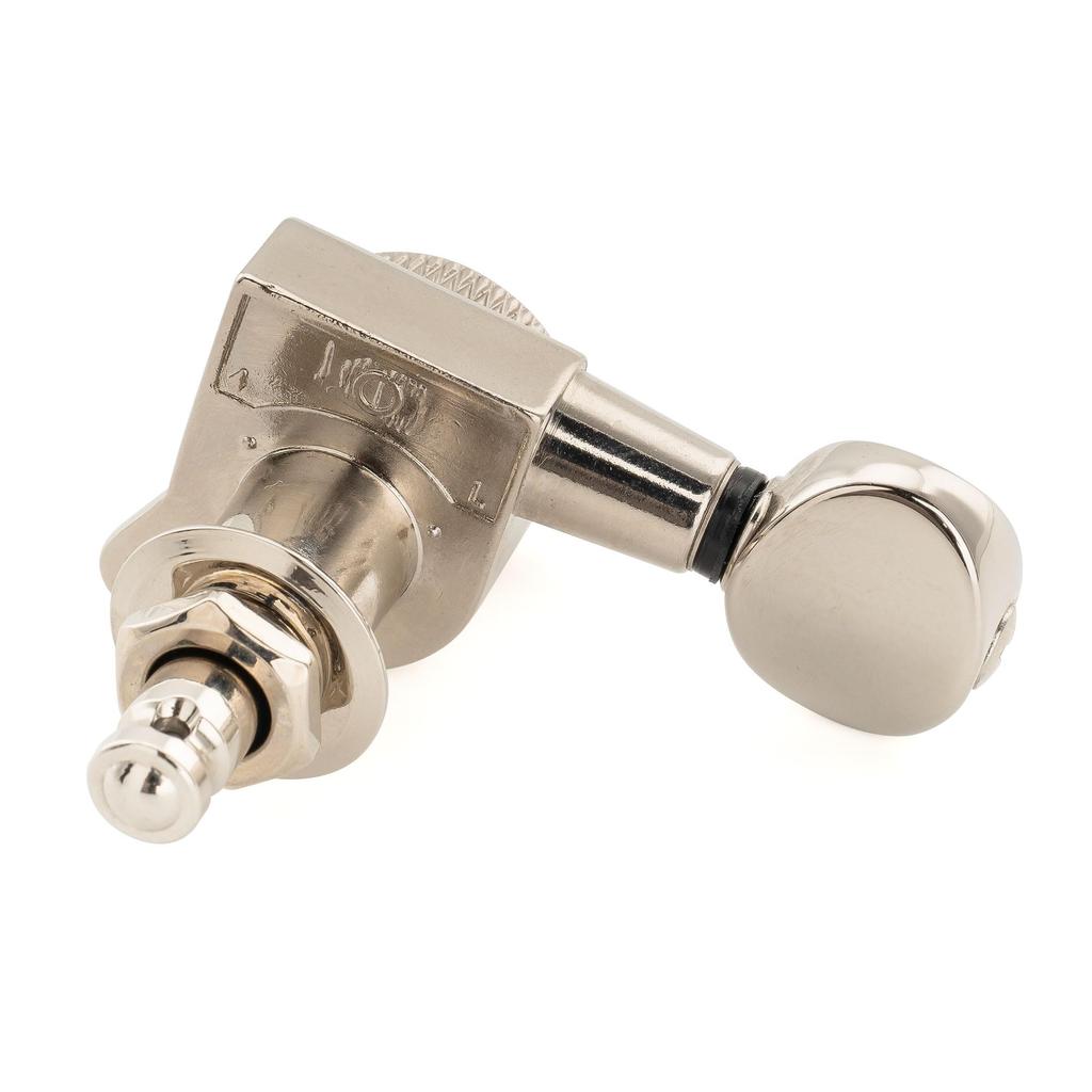 Musiclily Pro Locking Tuning Pegs with Gear Vintage Oval for and Electric Nickel Left-Handed 6-Piece 181 Ratio, Buttons, 45-Degree Screws, Strat,