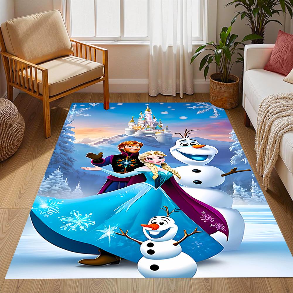 Frozen Olaf Cartoon Theme Non-Slip Rug - Made of Polyester, Suitable for Home Décor, Bedrooms, Living Rooms, Entryways, and Studios.