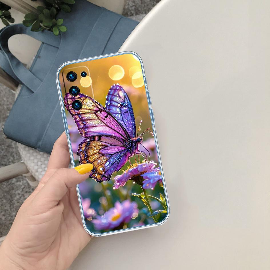 LO26 Colorful Butterfly Soft Shell Transparent Phone Case for Samsung Galaxy A04 A04S A14 A23 A34 A54 M23 M33 M52 M53