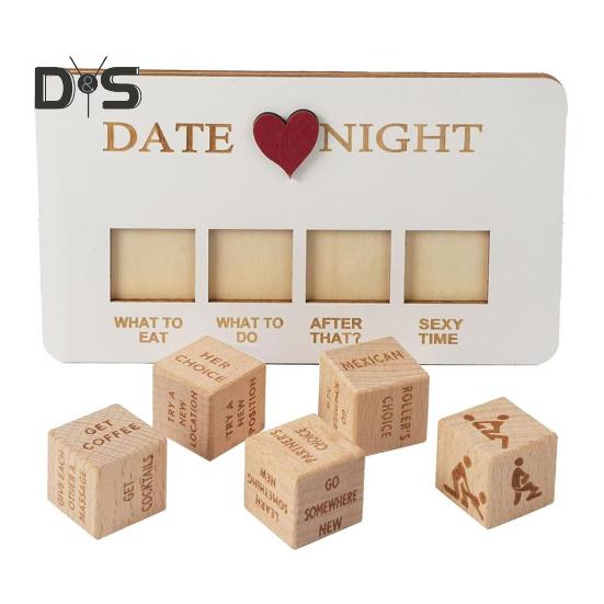 

Набор из 5 игральных костей для свидания, романтическая игра на принятие решений, игральные кости для вечернего свидания, игральные кости из дерева, игральные кости для вечернего свидания 1 Set