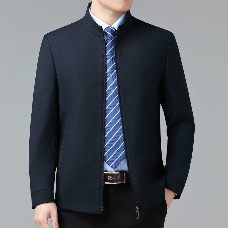 Autumn and winter high-end wool stand-up collar jacket for men, middle-aged business casual jacket, leading cadre civil servant top