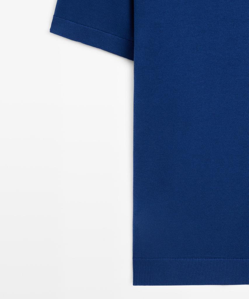 Masimodutti 100% Cotton V-Neck Knit Polo Shirt