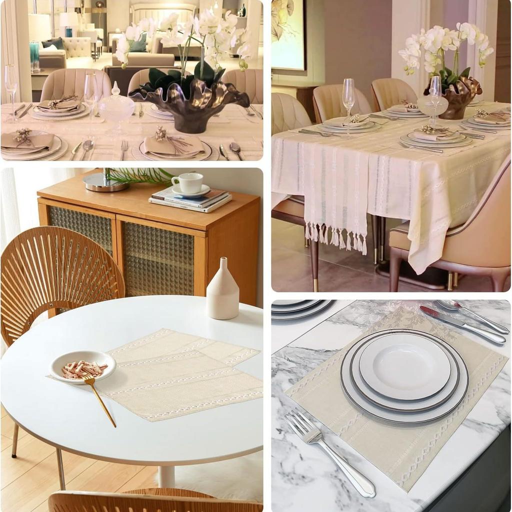 Placemat Kitchen Table Heat-Resistant Coffee Teacup Mat Natural Woven Table Flag Cotton Linen Western Mat