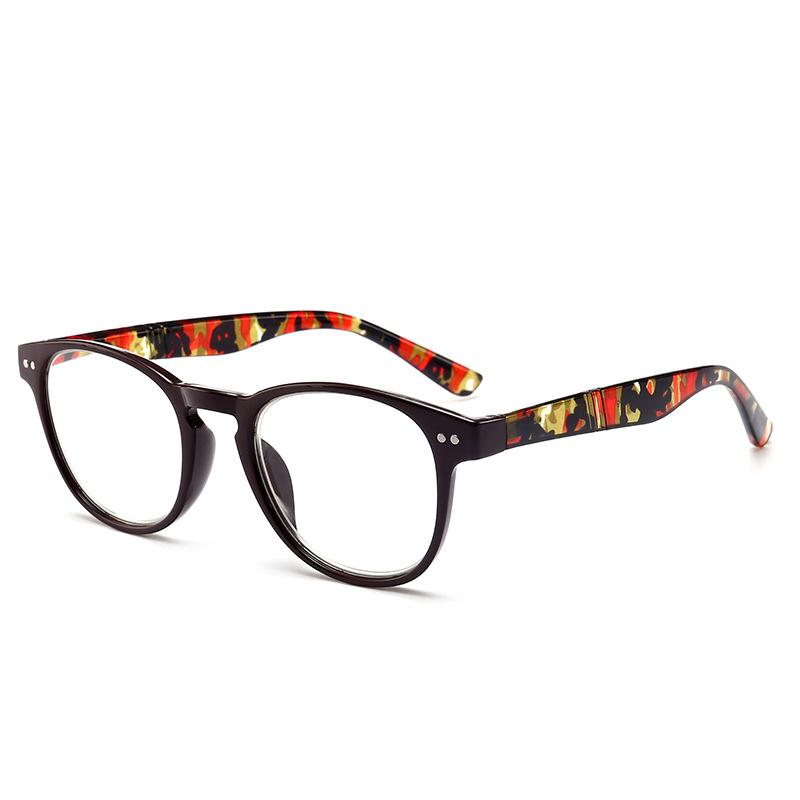 

Shatar New Round Frame Reading Glasses Women Anti-Blue Light Fashion Look Young Big Lenses Mirror Legs Have Springs +100