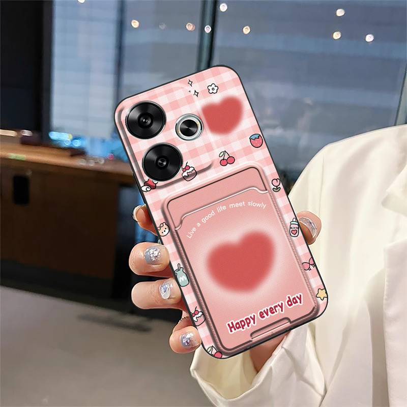 Fashion Design Cover Phone Case For Redmi Turbo3/Xiaomi Poco F6 5G Full Wrap Card Slot Cute Graffiti Protective Silicone