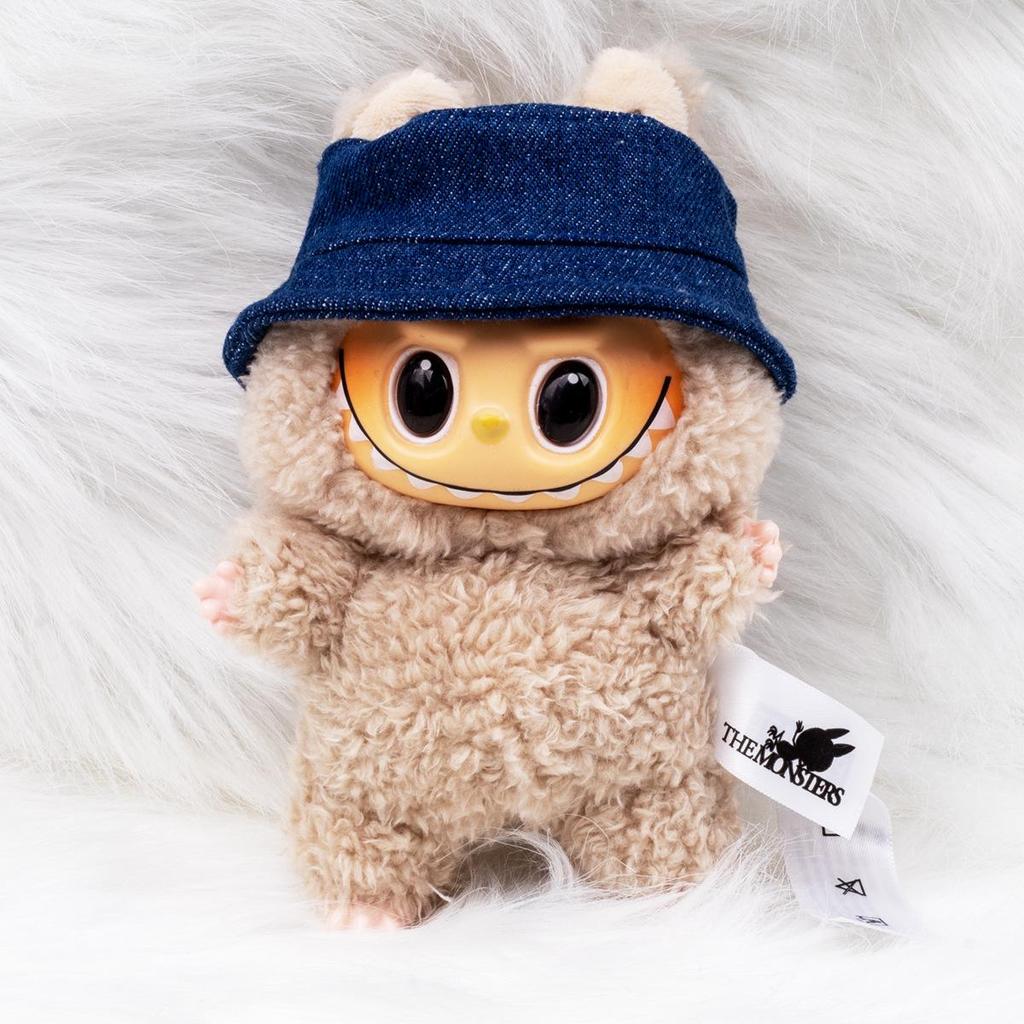 Available: 17cm Macaron LABUBU with Bucket Hat. Customizable, Open-hole Design Allows for Logo Addition.