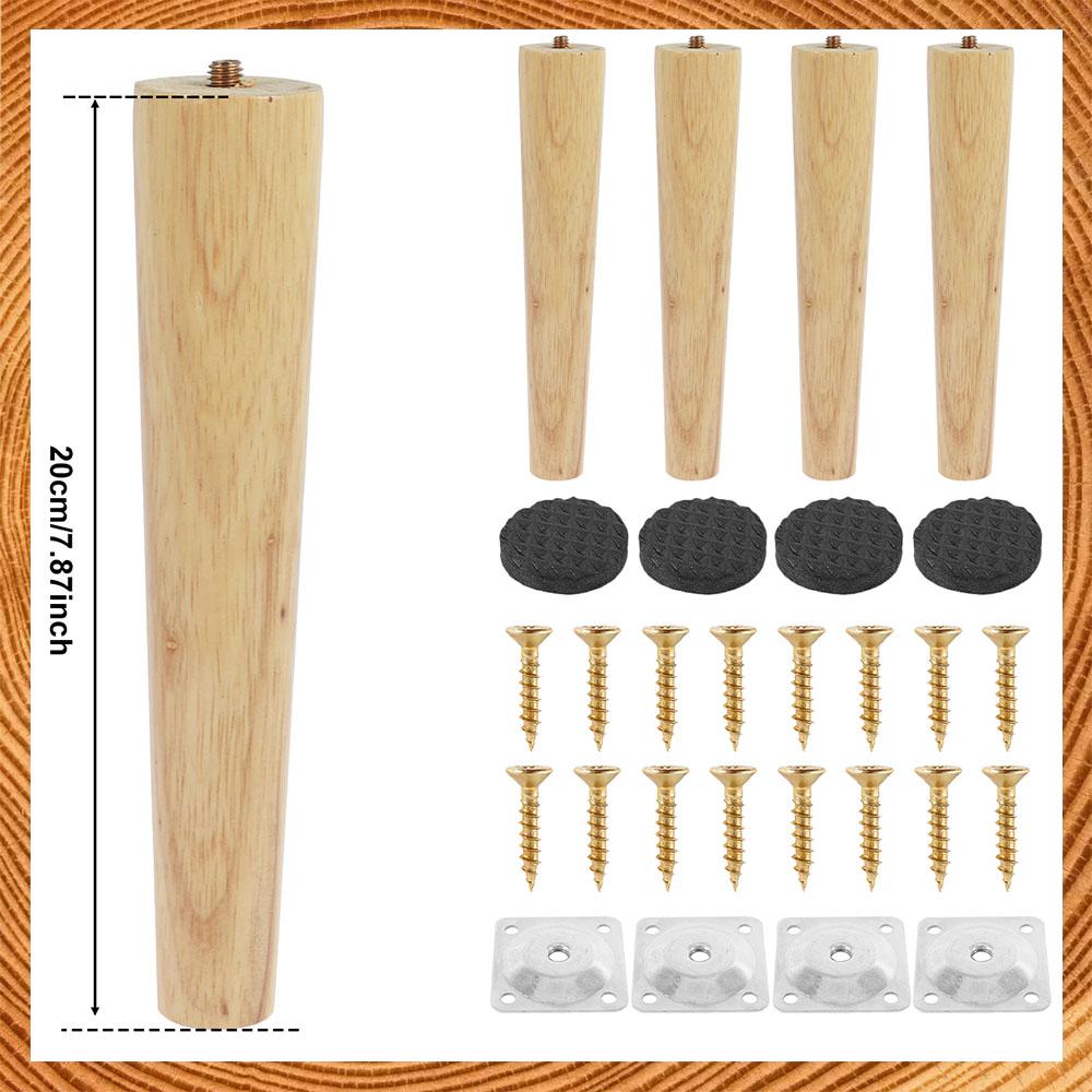 4 Pcs Furniture Legs natural Wooden Solid Furniture Feet Oblique/Straight Table Feet Non-slip Furniture Floor Protector Decorate