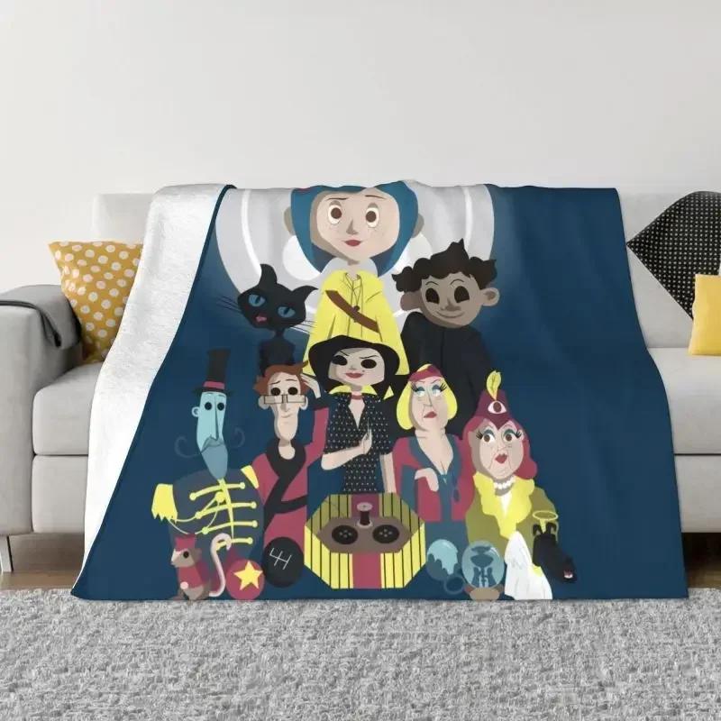 Coraline Doll Movie Blanket 3D Print Soft Flannel Fleece Warm Throw Blankets for Office Bed Couch Bedspreads Chibi Horror