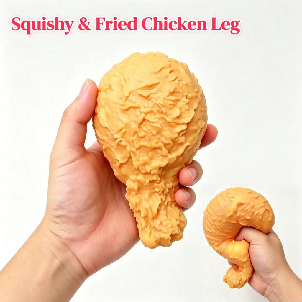 Oversized Fried Chicken Leg Squishy Fluid Ball Malleable Hand Pinch Toy Stress Relief Portable Sensory Fidget Holiday Birthday Gift For Friends Family