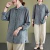 2026 Spring Retro Loose Fit Cotton Linen Lapel Shirt - Women's Plus Size, Long Sleeve