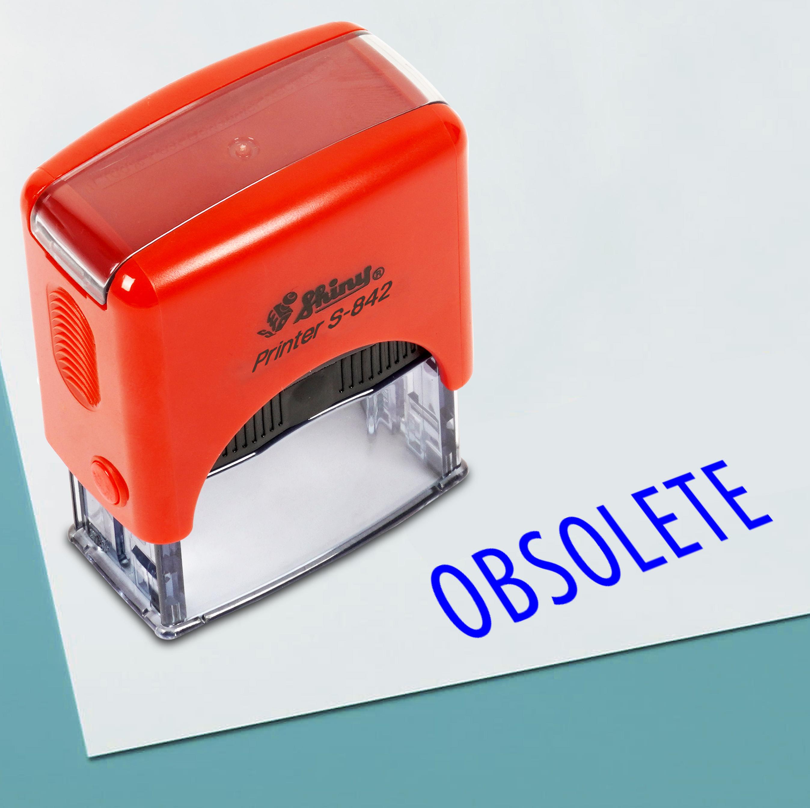 

Printtoo Obsolete Self Inking Rubber Stamp Pre,Inked Office Stamp, Home Office Business Stationery, 38 x 14 mm, Blue-38 x 14 mm синій