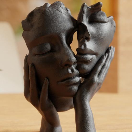 Estatua de Arte Facial para Mujer Figura Abstracta Pensadora Decoración de Mesa Escultura Facial Abstracta para Hogar Oficina Habitación Escritorio Soporte de TV Mesa de Café Decoración
