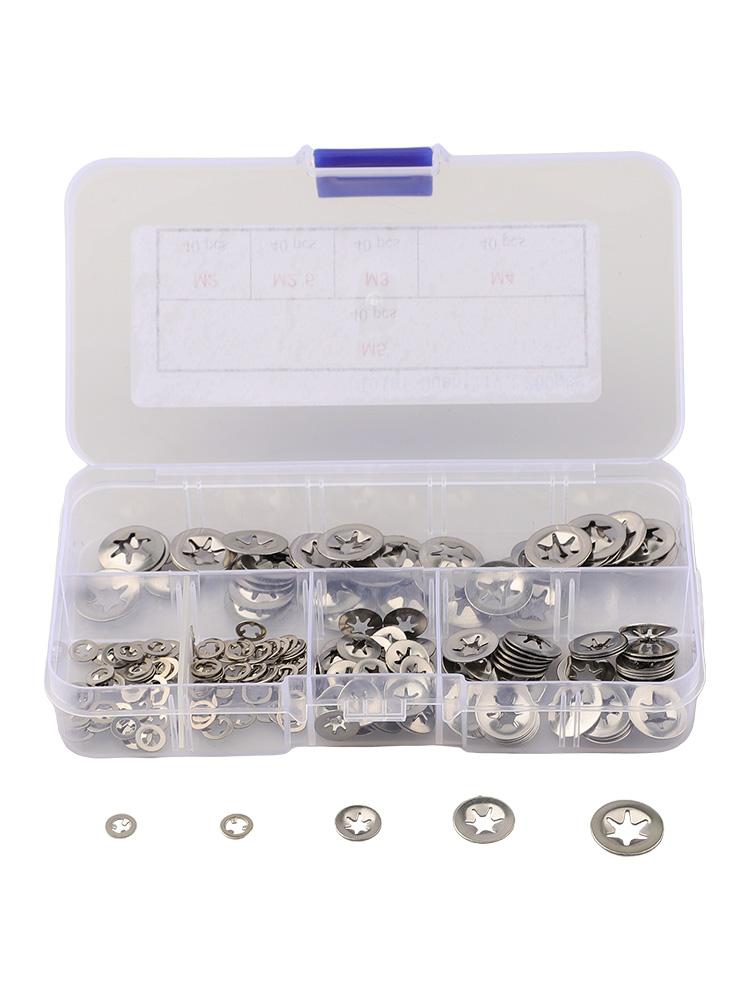 200pcs Internal Tooth Lock Washer Quick Washer Plum Blossom Snap Ring Bearing Internal Tooth Locking Gasket Fasteners Hardware