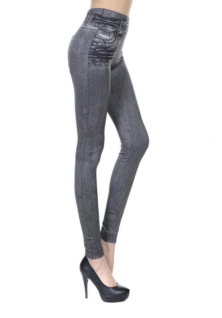 Women's Stretchy Slimming Faux Denim Cropped Leggings