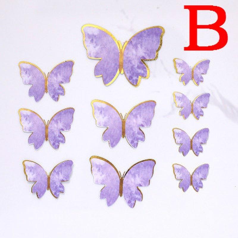 10Pcs/Set Birthday Cake Toppers Cake Decoration Handmade Painted Butterfly Cake Topper for Wedding Birthday Party Baby Shower