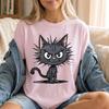 Angry Black Cat Funny Cartoon Cat Lover T-Shirt