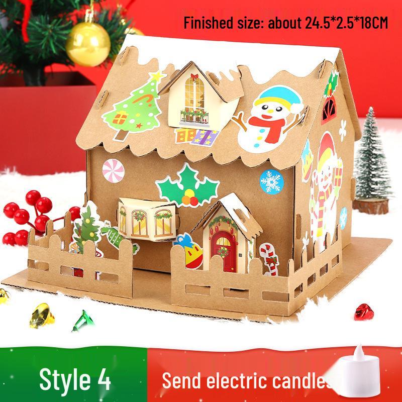 Luminous DIY Gingerbread Snow House Kit for Kids - Handmade Christmas Decoration