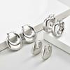 Classic U-Shape Circle Hoop Earrings Hollow Stainless Steel Silver Plated Jewelry for Women Men