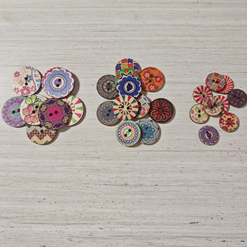 Bottoni rotondi in legno dipinti retrò con 2 fori per la decorazione