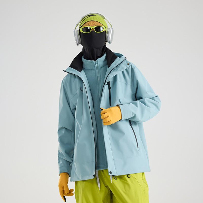 Men Women Waterproof Windproof 3-in-1 Outdoor Hiking Jacket With Removable Fleece Liner Winter Fall Travel Camping