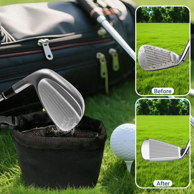 1/2/3Pcs Golf Club Cleaning Bag with Detachable Clip Portable Dirt Grass Removal Golf Ball Cleaner Pouch Golf Bag Accessories Men Women Golfer Gift