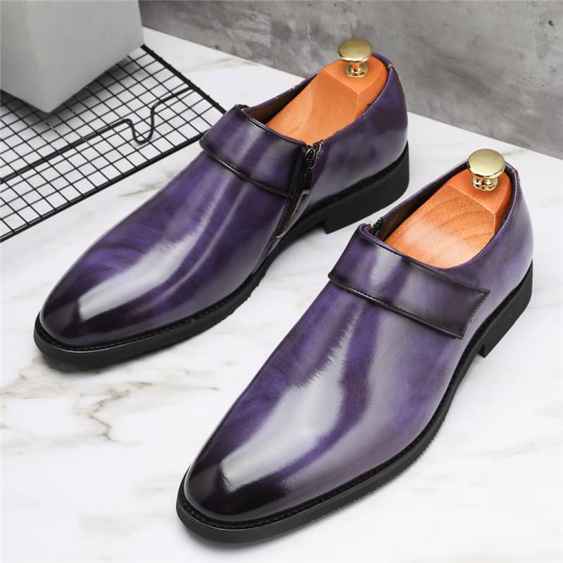 Fashion New Designer Men's Pointed Glossy Patent Leather Wedding Shoes Male Monk Strap Loafers Formal Dress Footwear Zapatos Hombre