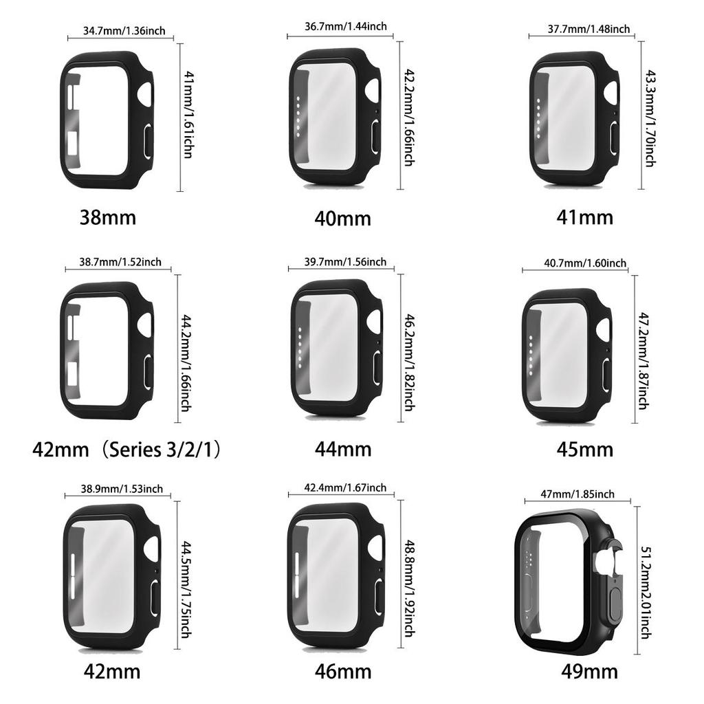 Tempered Glass+Cover For Apple Watch Series 10 9 8 7 6 5 4 SE Screen Protector Film For IWatch Series 46mm 42mm Accessorie