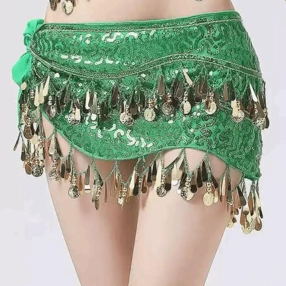 Glitter Sequins Belly Dance Waist Chain Hollow Bellydance Coins Belt Hip Scarf Skirt  Ladies
