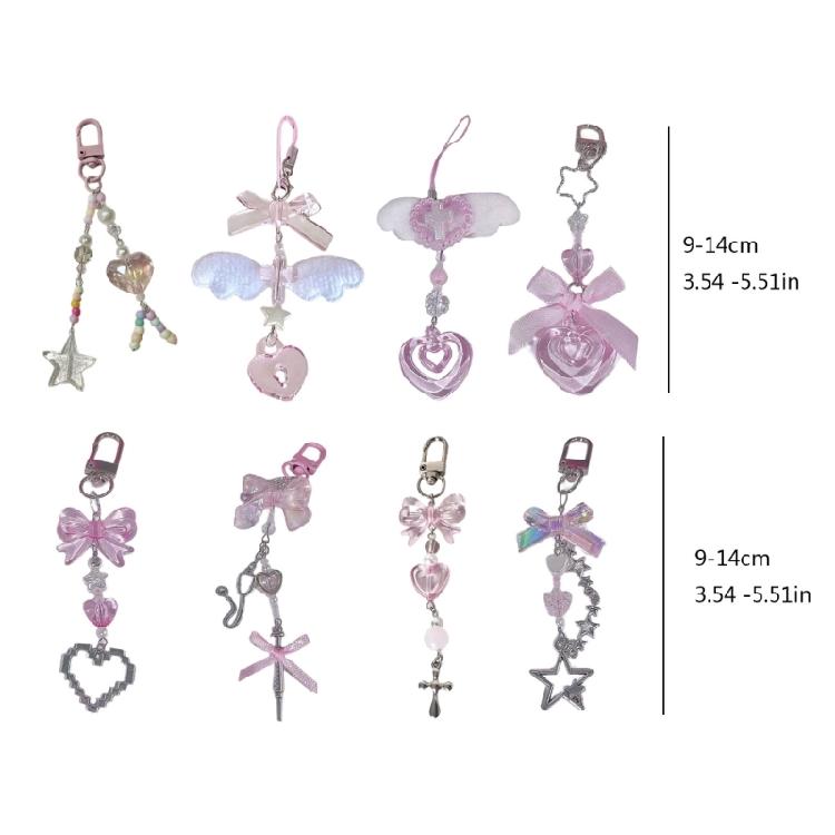 Stylish Acrylic Alloy Keyring Beaded Keychain Accessory for Phones and Purses