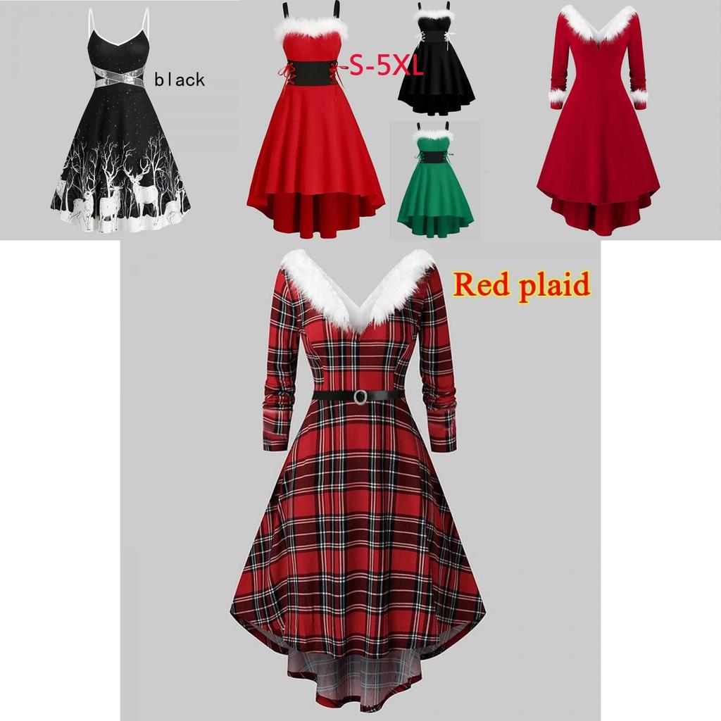 Long-sleeve Mrs Claus Dress Great For Winter And Christmas Parties