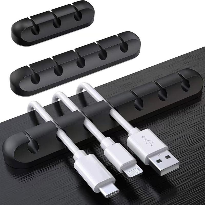 3Pcs Usb Cable Clip Winder Organizer Round Charger Cord Clips Desk Tidy Management Wire Adhesive Holder Clamp In Home Office