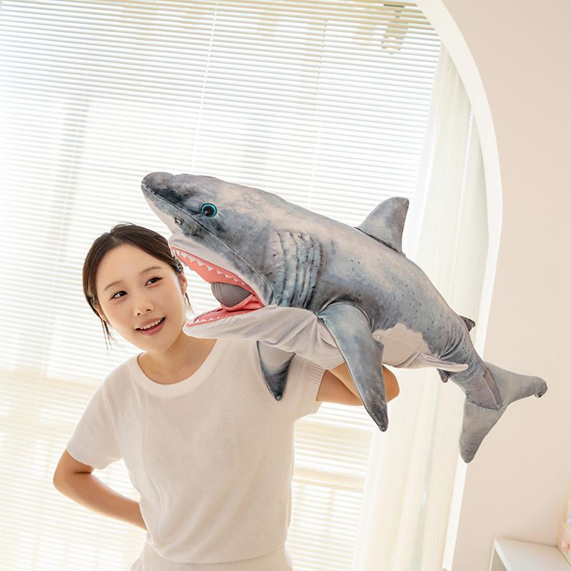50cm 70cm 90cm 110cm 130cm Jouet en Peluche Requin Élastique Super Doux Animal en Peluche Oreiller Corps Câlinable Marionnette à Main Cadeau pour Enfants Océan 50cm
