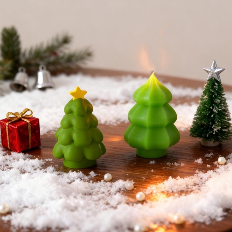 Silicone Christmas Tree Candle Mold for DIY Soap Candle Making, Flexible Holiday Tree Shape Casting Mold for Home Decoration and Handmade Gift