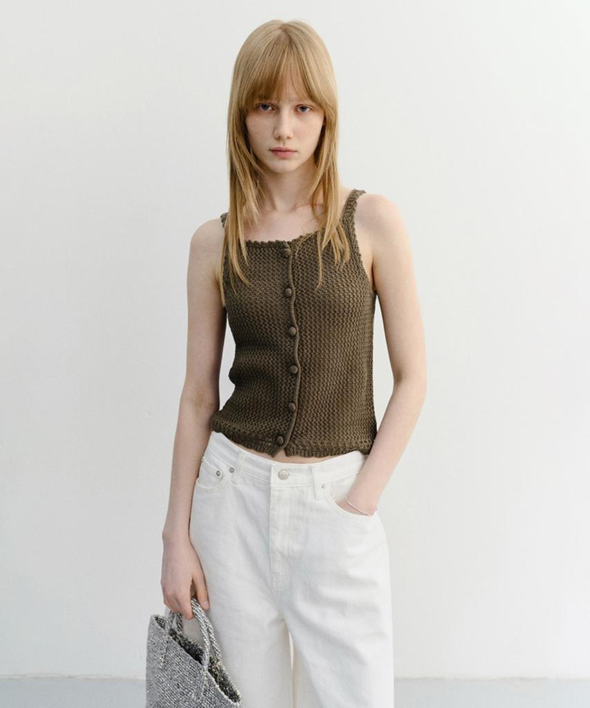 Deonseuteu Crochet Bustier Knit Top_Udsw6B232_Neutral Khaki