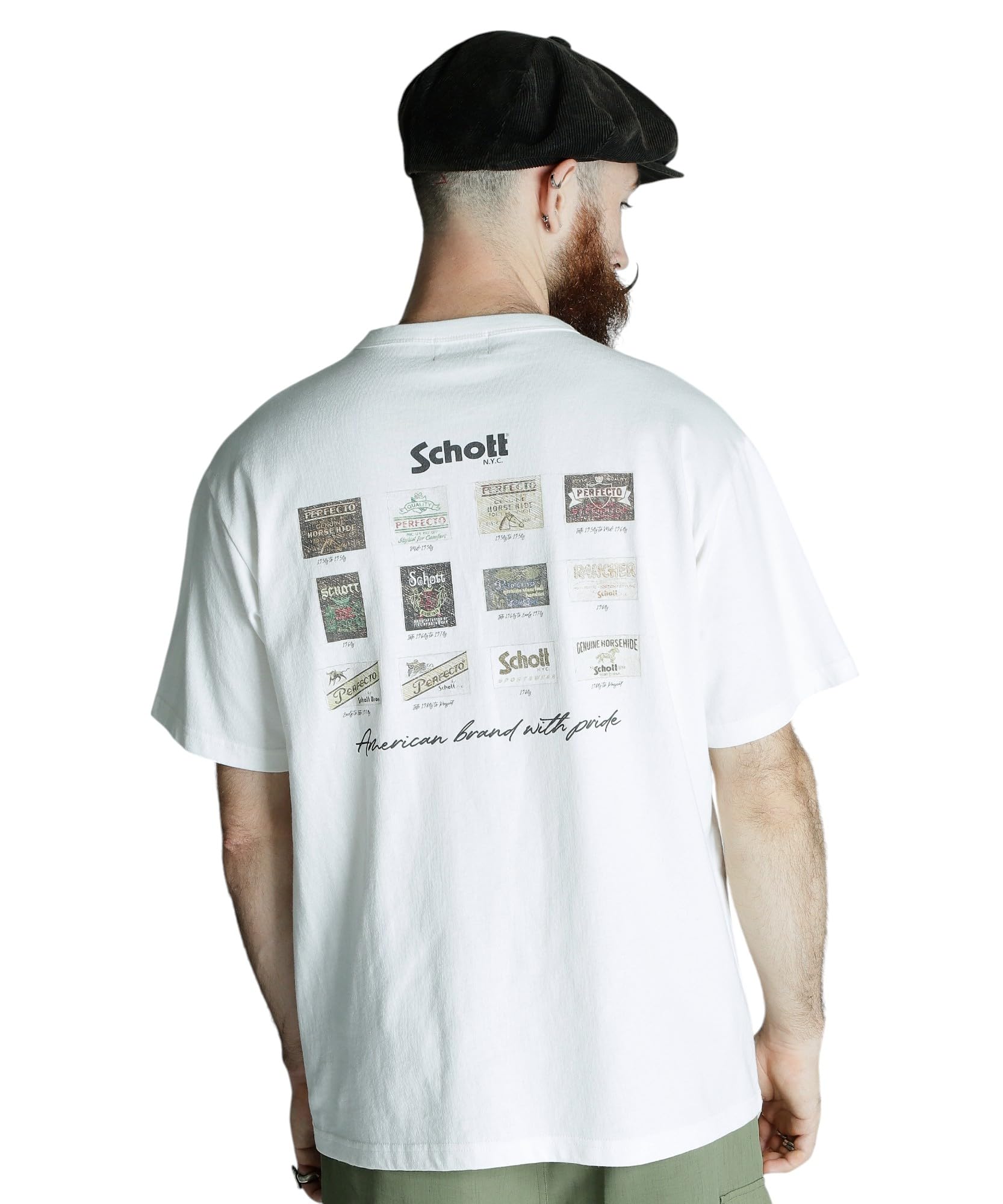 

Schott Archive Tag T-Shirt, Men s, Size XL, 030, White, 782-5134021
