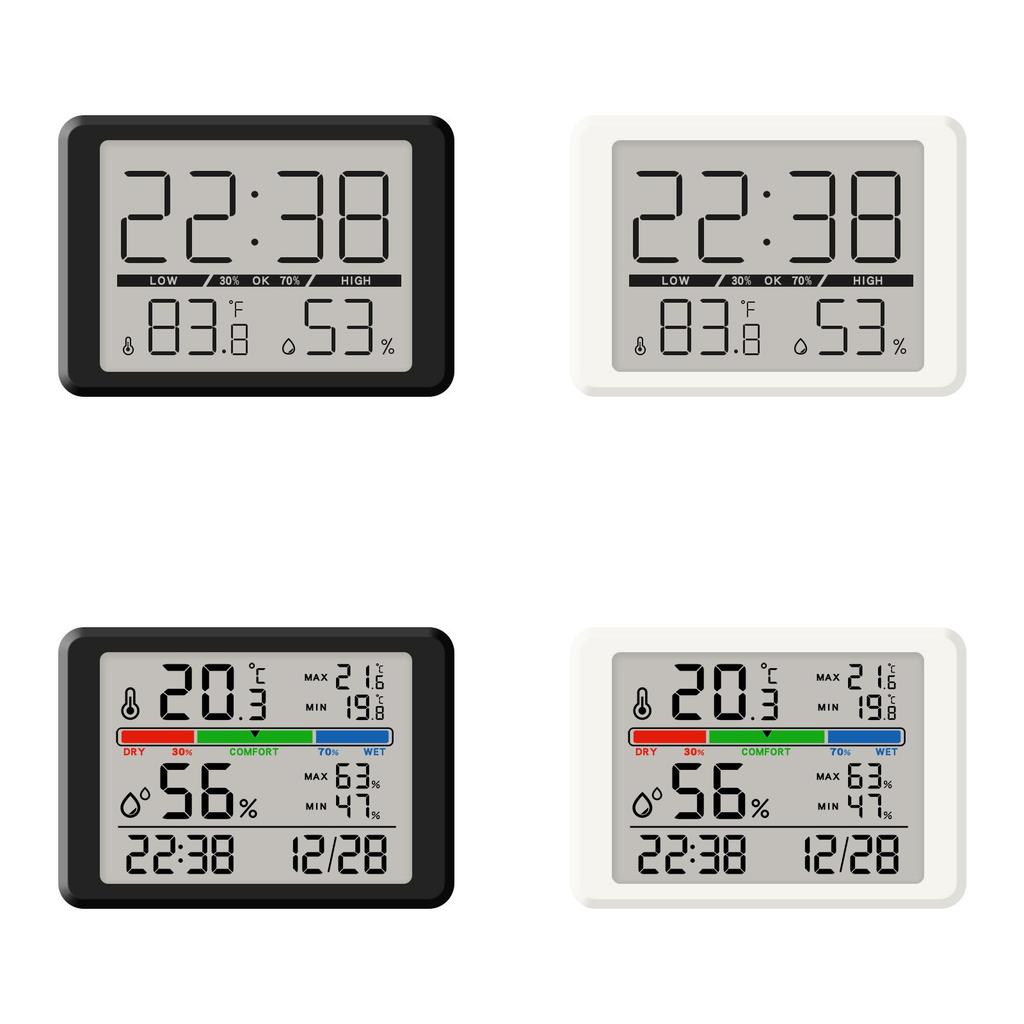 Modern Lcd Digital Alarm Clock With Temperature And Humidity For Bedroom Decor