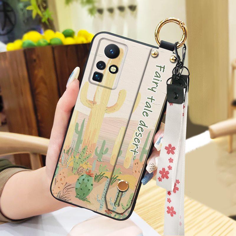 Phone Holder Kickstand Phone Case For infinix Zero X/X Pro/X6811/X6811B Silicone Ring Anti-dust Flower Oil Painting