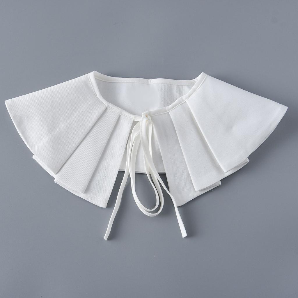 Womens Front Ties Shoulder Wraps Shawl White Lapel Blouse Shirt Detachable Collar Half Shirt Small Fake Collar Cape Shawls