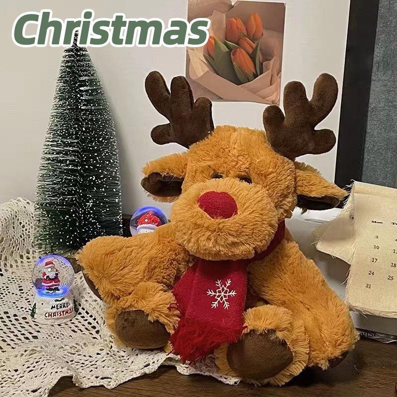 Cute Christmas Reindeer Plush Toy Cartoon Elk Doll Soft Stuffed Animal Gift For Kids Christmas Decoration Christmas Doll