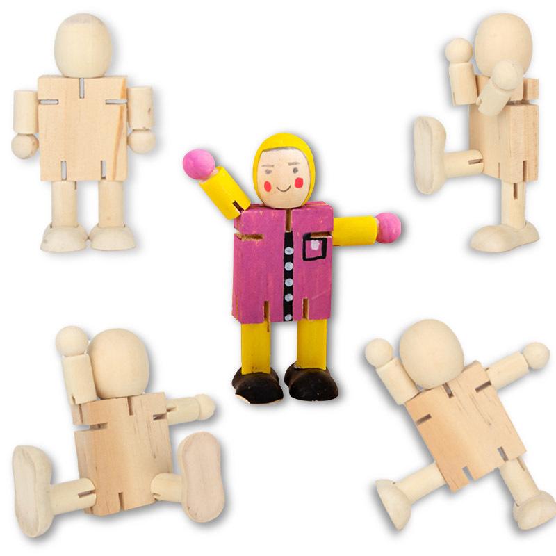 Wooden DIY Jointed Puppet: Kids' Painting Graffiti Robot Toy