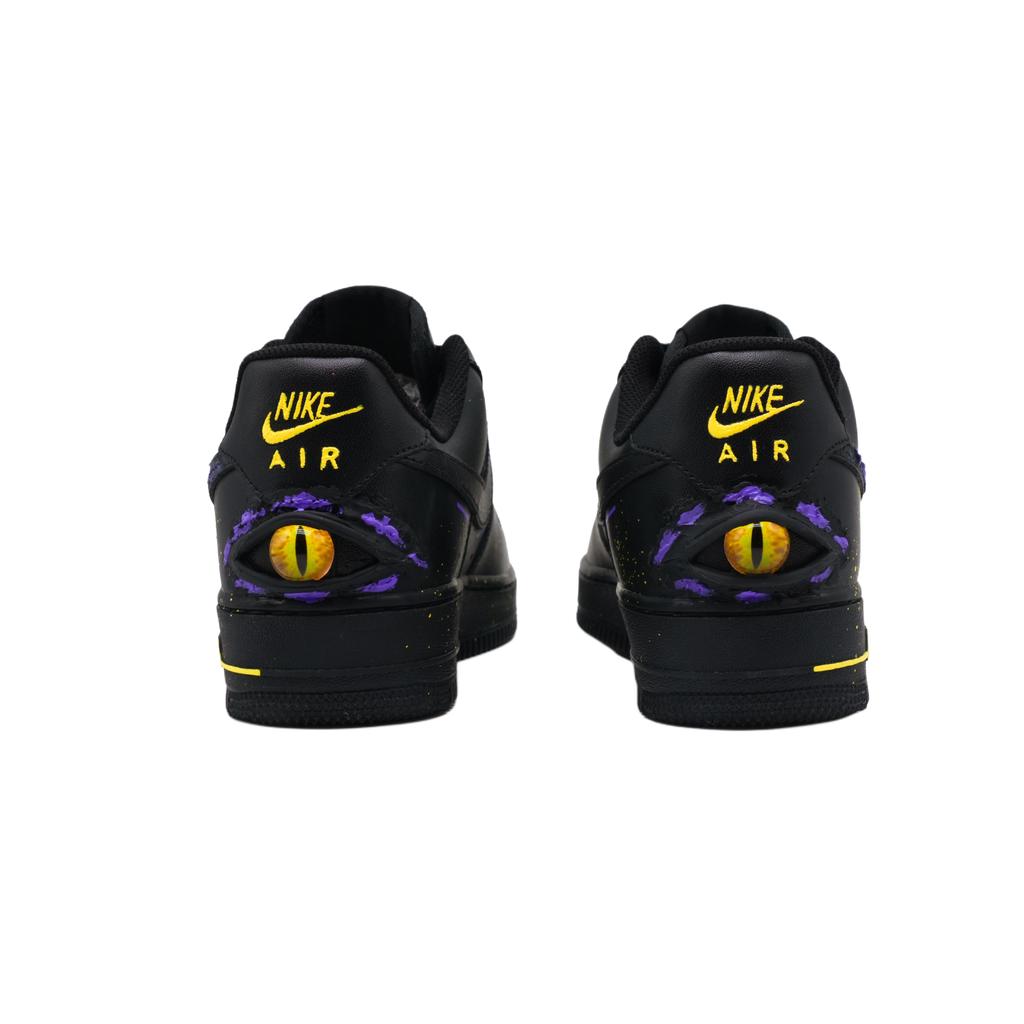 Nike Scarpe da Skateboard Nike Air Force 1 Basse Unisex Nero Viola Giallo CW2288-001(Team454--SCATOLA)