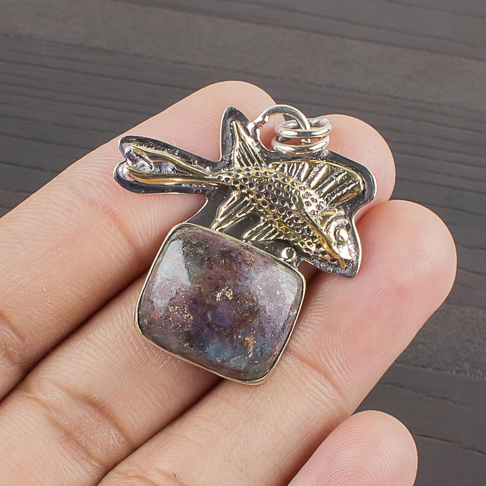 

Natural Tourmalated Quartz Gemstone 925 Sterling Silver Jewelry Pendant 1.34 AJP-2214