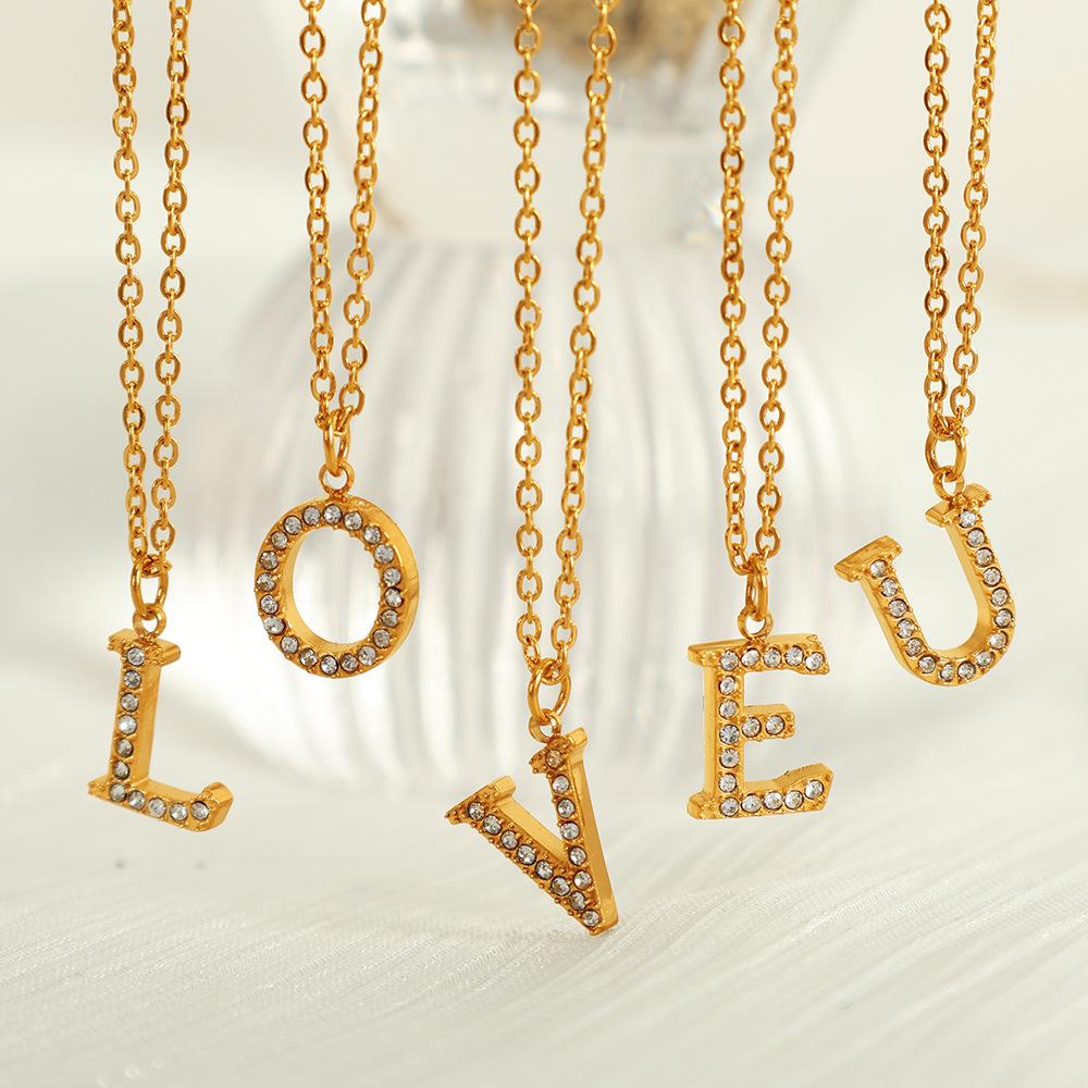 Titanium Steel 26 Letters Elegant And Exquisite Pendant Necklace Light Luxury Fashion Collarbone Chain High Sense Versatile