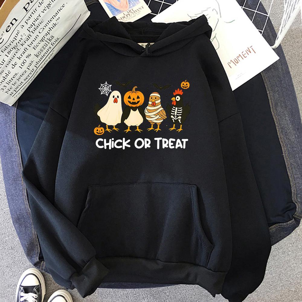 Chick or Treat Funny Halloween Witch Chicken Spooky Hoodie Women/men Hoodies Autumn Winter Clothes Aesthetic Sweatshirt Vintage
